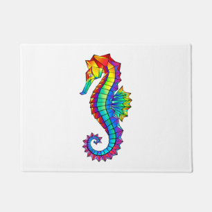 Rainbow Polygonal Seahorse Doormat