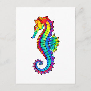 Rainbow Polygonal Seahorse Enclosure Card