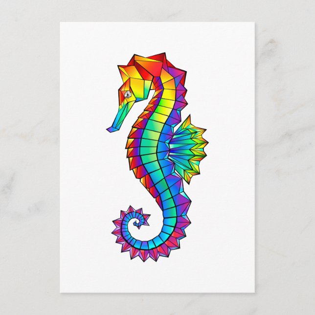 Rainbow Polygonal Seahorse Enclosure Card (Front)