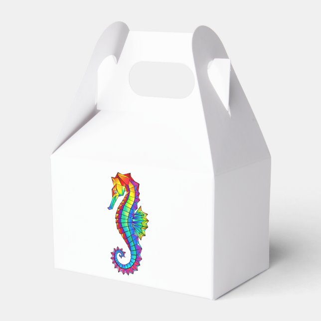 Rainbow Polygonal Seahorse Favor Box (Front Side)