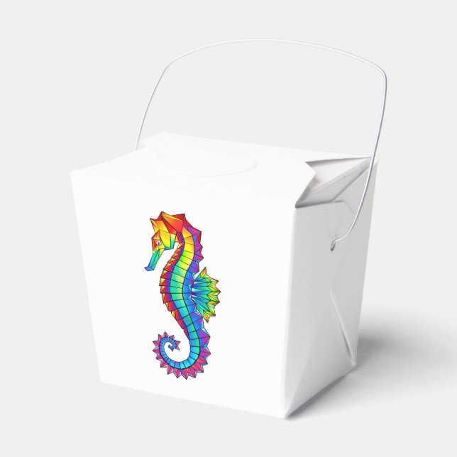 Rainbow Polygonal Seahorse Favor Box (Front Side)