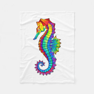 Rainbow Polygonal Seahorse Fleece Blanket
