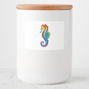 Rainbow Polygonal Seahorse Food Label
