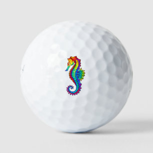 Rainbow Polygonal Seahorse Golf Balls