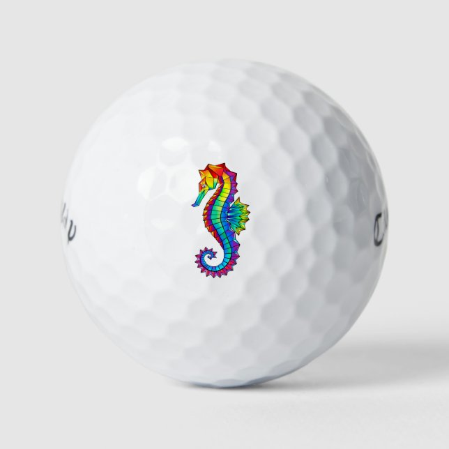 Rainbow Polygonal Seahorse Golf Balls (Front)