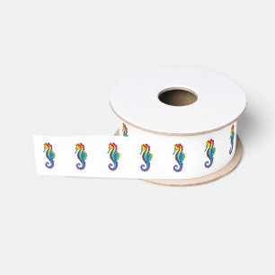 Rainbow Polygonal Seahorse Grosgrain Ribbon