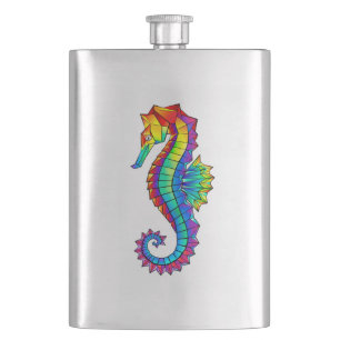 Rainbow Polygonal Seahorse Hip Flask