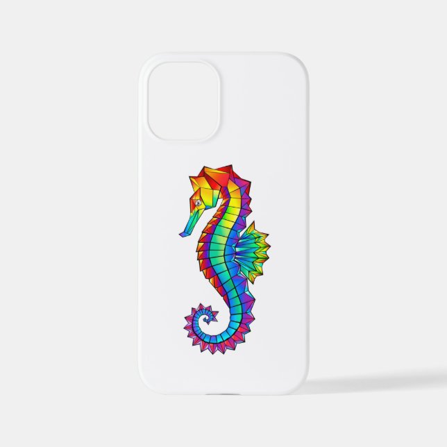 Rainbow Polygonal Seahorse iPhone Case (Back)