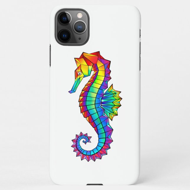 Rainbow Polygonal Seahorse iPhone Case (Back)