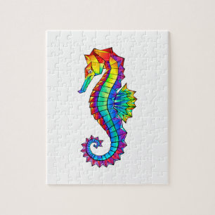 Rainbow Polygonal Seahorse Jigsaw Puzzle