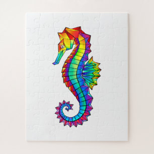 Rainbow Polygonal Seahorse Jigsaw Puzzle