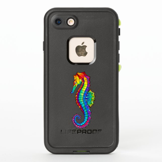 Rainbow Polygonal Seahorse LifeProof iPhone Case (Back)
