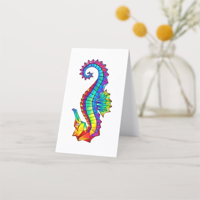 Rainbow Polygonal Seahorse Loyalty Card (Back)