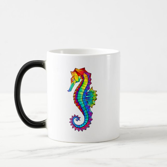 Rainbow Polygonal Seahorse Magic Mug (Left)