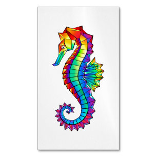 Rainbow Polygonal Seahorse Magnetic Business Card