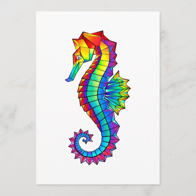 Rainbow Polygonal Seahorse Menu (Front)