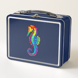 Rainbow Polygonal Seahorse Metal Lunch Box
