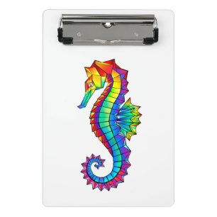 Rainbow Polygonal Seahorse Mini Clipboard