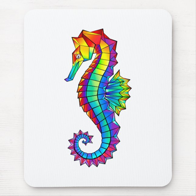 Rainbow Polygonal Seahorse Mouse Pad (Front)