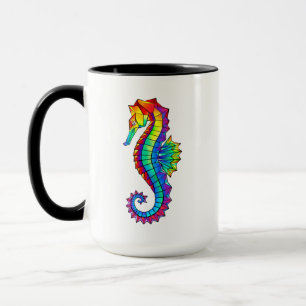 Rainbow Polygonal Seahorse Mug