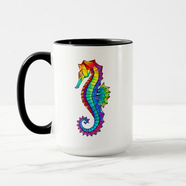 Rainbow Polygonal Seahorse Mug (Left)