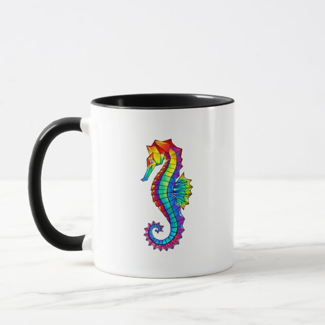 Rainbow Polygonal Seahorse Mug (Left)