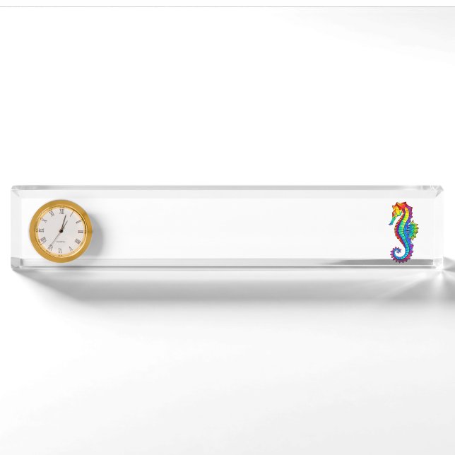 Rainbow Polygonal Seahorse Nameplate (Front)