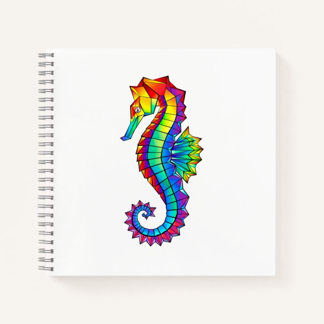Rainbow Polygonal Seahorse Notebook (Front)
