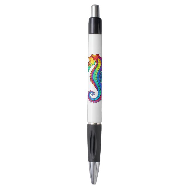 Rainbow Polygonal Seahorse Pen (Front Vertical)