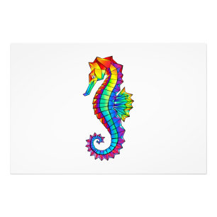 Rainbow Polygonal Seahorse Photo Print