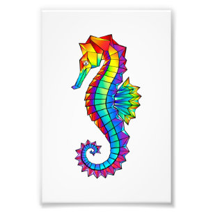 Rainbow Polygonal Seahorse Photo Print