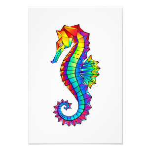 Rainbow Polygonal Seahorse Photo Print