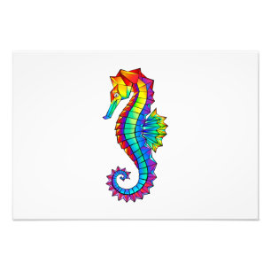 Rainbow Polygonal Seahorse Photo Print
