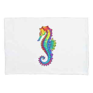 Rainbow Polygonal Seahorse Pillowcase