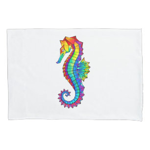 Rainbow Polygonal Seahorse Pillowcase