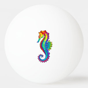 Rainbow Polygonal Seahorse Ping Pong Ball