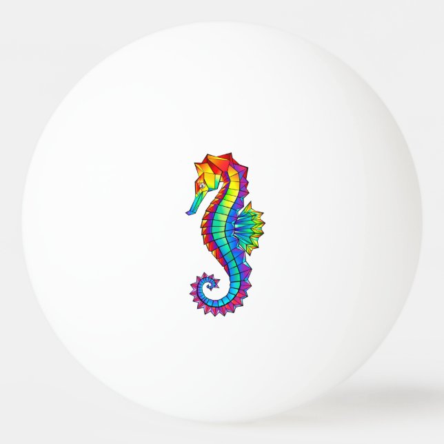 Rainbow Polygonal Seahorse Ping Pong Ball (Front)