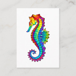 Rainbow Polygonal Seahorse Place Card