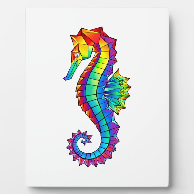 Rainbow Polygonal Seahorse Plaque (Front)