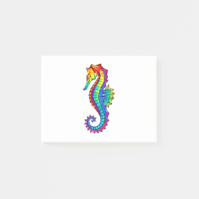 Rainbow Polygonal Seahorse Post-it Notes (Front)
