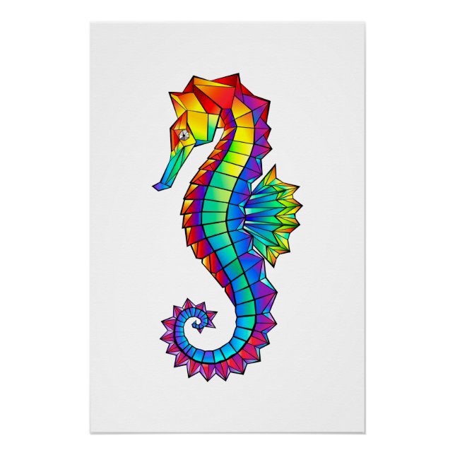 Rainbow Polygonal Seahorse Poster (Front)