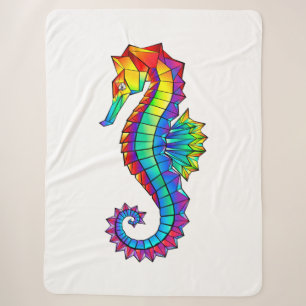 Rainbow Polygonal Seahorse Sherpa Blanket