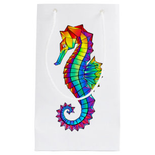 Rainbow Polygonal Seahorse Small Gift Bag