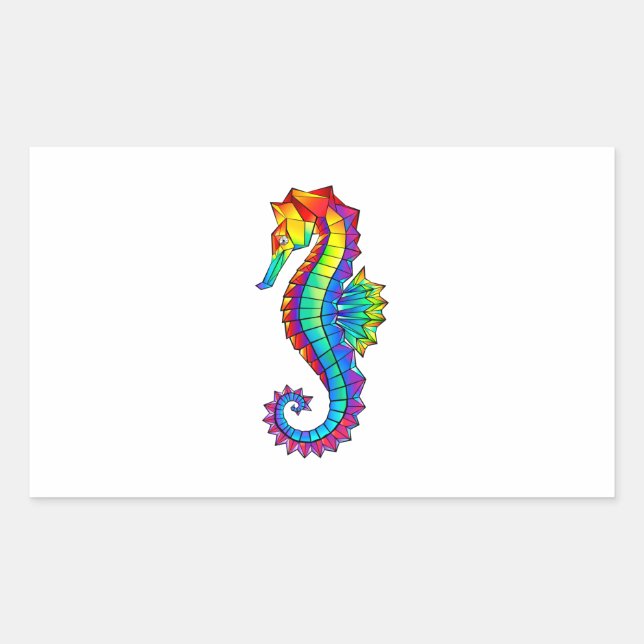 Rainbow Polygonal Seahorse Sticker (Front)