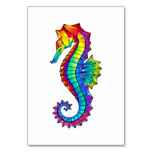 Rainbow Polygonal Seahorse Table Number