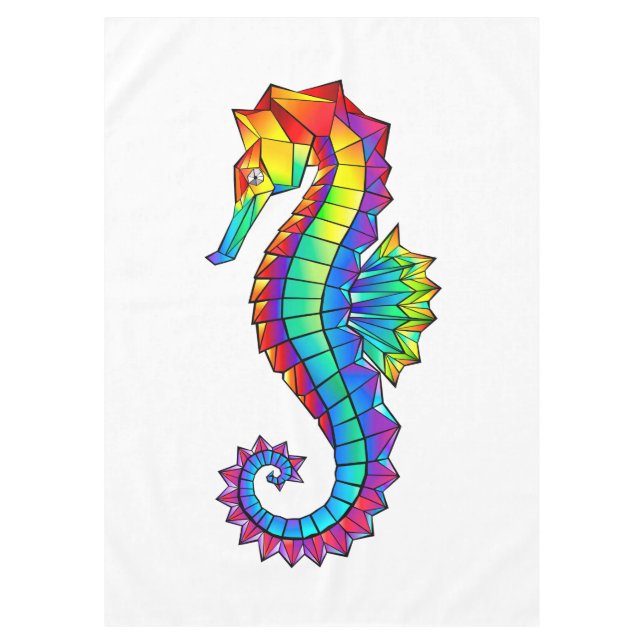 Rainbow Polygonal Seahorse Tablecloth (Front)
