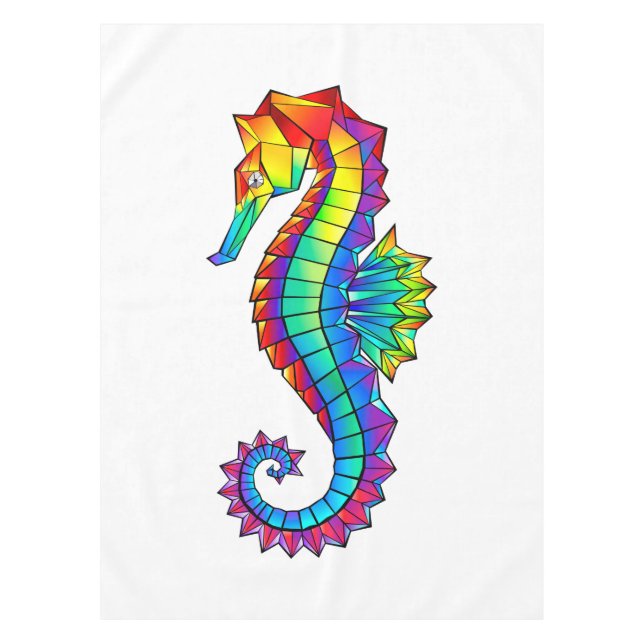 Rainbow Polygonal Seahorse Tablecloth (Front)