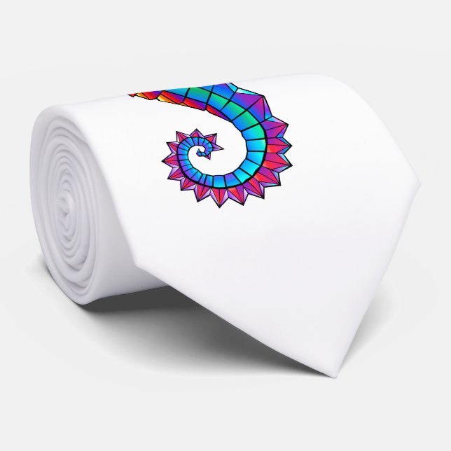 Rainbow Polygonal Seahorse Tie (Rolled)