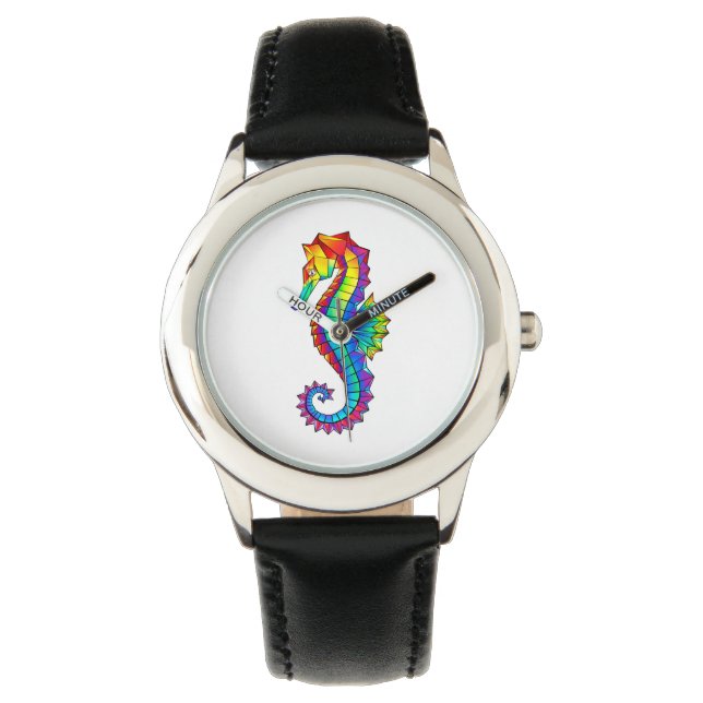 Rainbow Polygonal Seahorse Watch (Front)