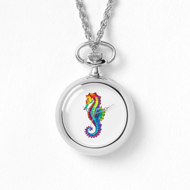 Rainbow Polygonal Seahorse Watch (Front)